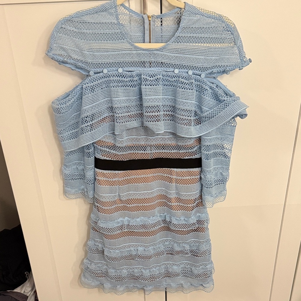 Self-Portrait Light Blue Lace Dress
